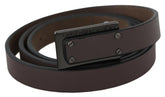 Costume National Brown Leather Tactical Logo Screw Buckle Belt -   -  Costume National.